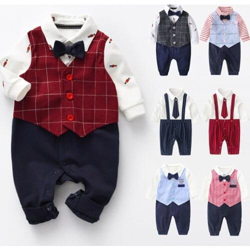 Baby Boys Jumpsuit 1st Birthday Set For Newborns Little Gentleman Clothes 0-24M Boys Outfits Long Sleeve Spring/Fall Baby Onesie