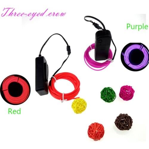9FT 3M Flexible EL Wire Tube Rope AA Battery Powered Flexible Neon Light Car Party Wedding Decoration With Battery Controller