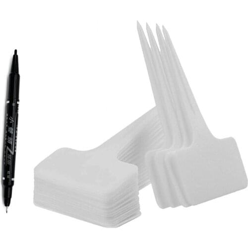 Hot 100Pcs White Plant Labels Water T-Types Plant Tag Reusable Nursery Garden Labels Plant Markers for Flower Vegetables