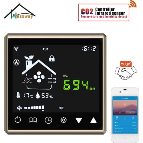 HESSWAY 3 Speed Adjustment Wifi Color Touch Ndir CO2 Sensor Detector for Air Ventilation System