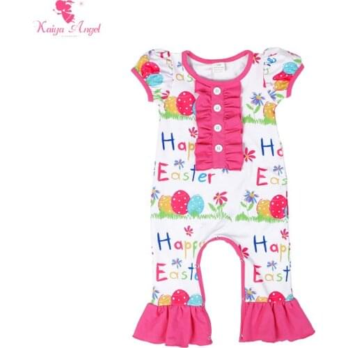 Kaiya Angel Hot Happy Easter Egg Jumpsuit Baby Clothes Winter Girl Boy Ruffle Romper Long Sleeve Infant Cotton Jumpsuit