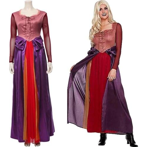 Hocus Costume Sarah Sanderson Cosplay Costume Dress Outfit Suit Uniform Halloween Carnival Costume