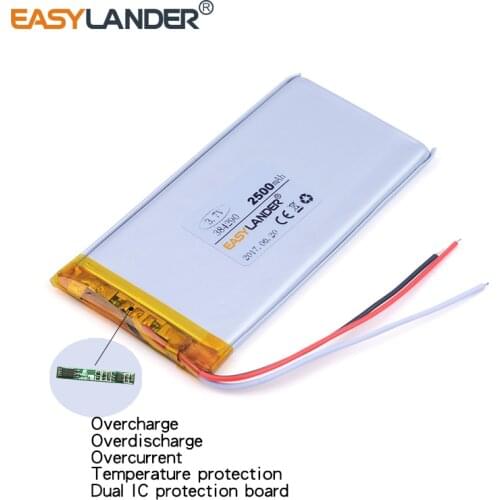 384290 3.7V 2500mAh Rechargeable Li-Polymer Li-ion Battery For china clone andorid smart phone S6 S6+ KEBE 364189p DVR DVD GPS