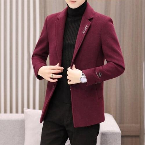 M-3xl Mens Wool Coats Spring Autumn Male Blends Jackets Turn-Down Collar Single Breasted Banquet Outerwear Top Clothes H146