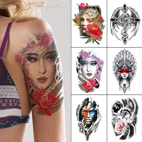 Small temporary arm tattoo stickers colours flower dragon black Feathered wings waterproof Fake tattoo for man and woman