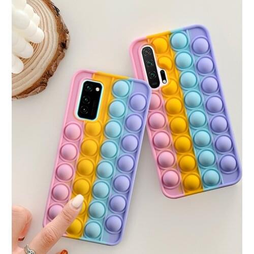 Cartoon Rainbow Anti Stress Relief Push Bubble Case for Huawei P30 P40 Nova 5T 7se Honor Play 8X 9X 20 20s Pro 10 10i 20i Lite