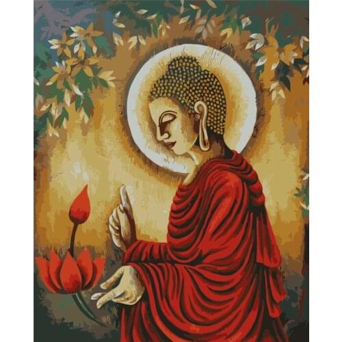 DIY Digital Painting By Numbers Diced Buddha oil painting mural Kits Coloring Wall Art Picture Gift frameless