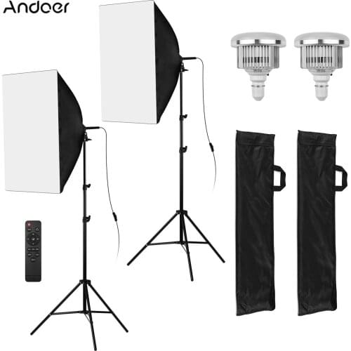 CZ STOCK Andoer Studio Photography Light Kit 50*70cm Softboxes*2/ 85W 3200K-5500K Light Bulbs*2/Light Stand*2/Remote Control