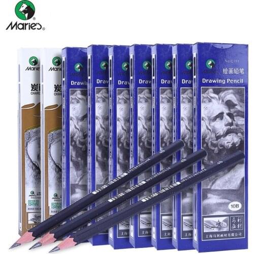 Maries 12 pcs/set Professional Sketch Drawing Pencil Set 2H B HB 2B 3B 4B 5B 8B 12B 14B Painting Pencils Stationery Supplies