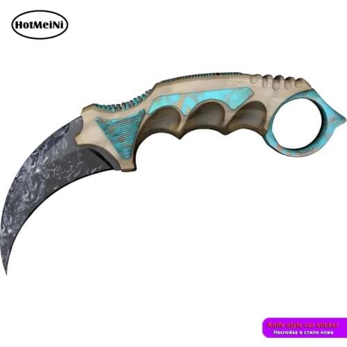 HotMeiNi 13cm Car Stickers for CS GO Skin Knife Machete Fashion Love Decals Window Laptop Bumper Creative Decal Waterproof