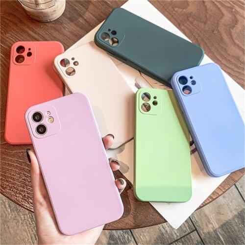 Moskado New Liquid Silicone Candy Color Square Phone Case For iPhone 11 12 Pro X XR XS Max Mini 8 7 Plus SE 2020 Soft TPU Back