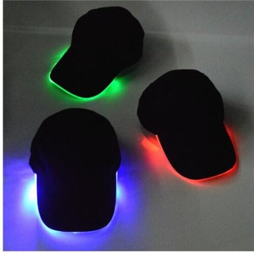 New Adult Men and Women Cotton Black Shining LED Light Baseball Cap Stage Performance Snapback Hats Adjustable