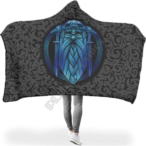 Viking Tattoo Hooded Blanket 3D printed Wearable Blanket Adults Kids Various Types Hooded Blanket Wearable 12
