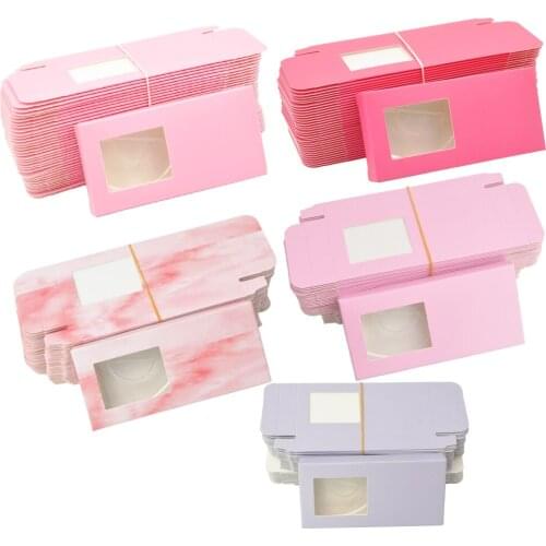 Bulk Wholesale Paper False Eyelash Packaging Box Lash Boxes Packaging Custom Logo Eyelashes Package Makeup Pink Cases Vendors