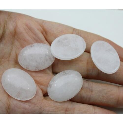 Wholesale 1pcs 18x25mm Natural stone white crystal Oval cabochon no hole beads for jewelry making Clothes necklace accessories