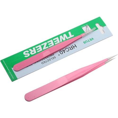 Eyelash Tweezer Stainless Steel Straight Tweezer for Eyelash Extension Eyebrow and Nail Tweezer Quality Pink Lashes Tweezers