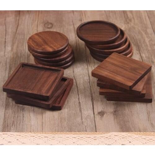 100Pcs/Lot Black Walnut Wood Coasters Cup Bowl Pad Mat Coffee Tea Cup Pads&Mats Teapot Drink Coasters