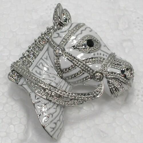 Clear Rhinestone Enamel Pin brooches C386 A