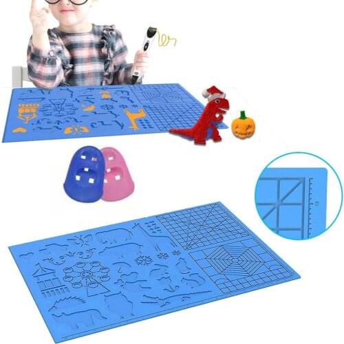 3D Printing Pen Basic Graphics Silicone Copy Drawing Board Mat with Finger Caps