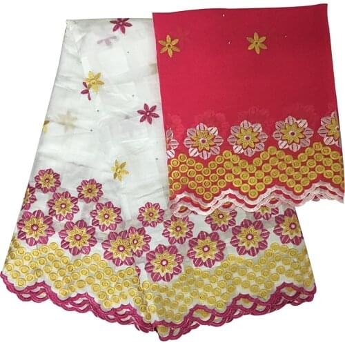 Swiss Lace Fabric Switzerland High Quality African Ankara 100% Cotton Sewing Materials Ladies Dress Fabrics Textile 5+2yards/lot