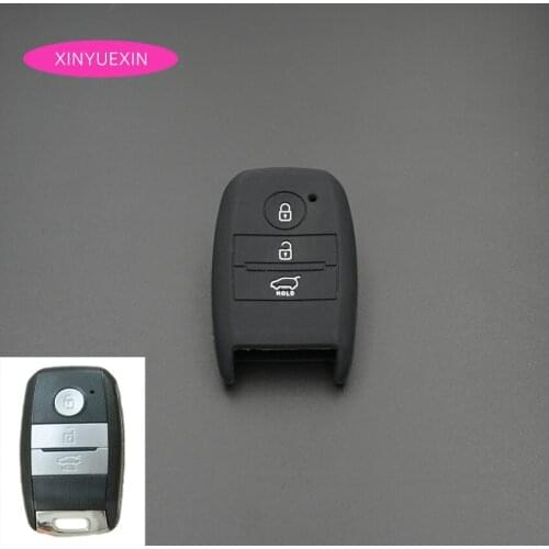 Xinyuexin Silicone Car Key Cover FOB Case for Kia Rio Sportage 2016 Ceed Smart Remote Key Rubber for Case 3Buttons Car-styling