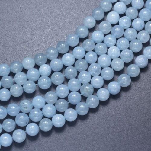 Blue Aquamarina Stone Size 4-10 MM Natural Stone Loose Beads for Jewelry Making Bracelet DIY Beads Strand 15"