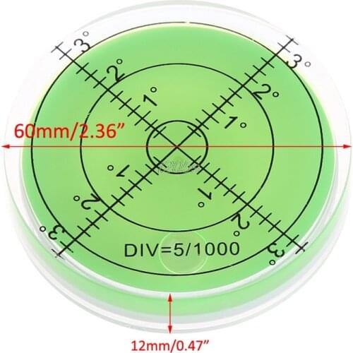 Accuracy Spirit Level Diameter 60mm Green Round PMMA Material Universal Bubble Level For Adjusting Level Of Surface Drop ship