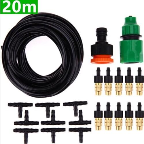 20m Tubing + 20pcs Garden Diy Automatic Watering Micro Drip Irrigation System Garden Self Watering Kits Adjustable Dripper Bc02