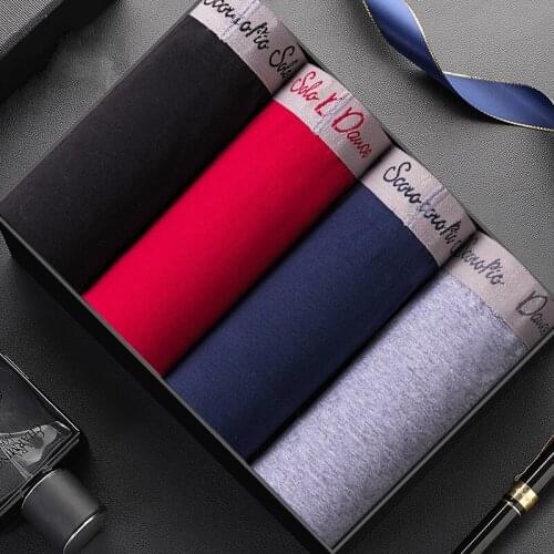 ZJX Boxer 4Pcs/set Mens Underwear Boxers Male Panties Cotton Breathable Man Solid Underpants Fashion Comfortable Brand Shorts