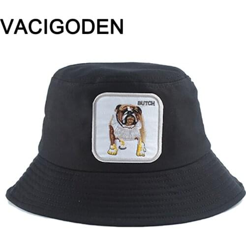 VACIGODEN Women Solid Colors Embroidered Bucket Hat Animal Sunbonnet Fedoras Outdoor Chapeau Fisherman Caps De Pescador Gorros