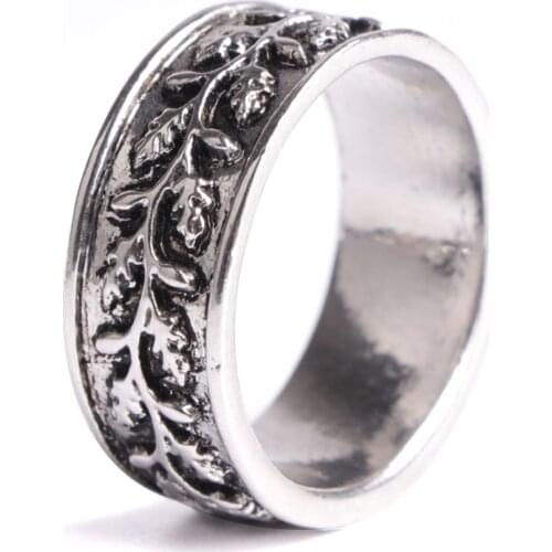 Vintage Men Women Charm Leaf Ring Classic Stainless Steel Ring Accessories Jewelry For Male Female Party Best Gift