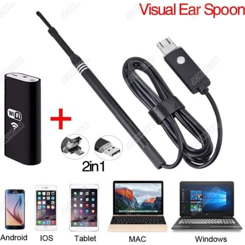 WIFI Wireless Android OTG USB Otoscope Camera Ear Health Care Inspection Video Endoscope Camera Visual Earpick Clean View Tools