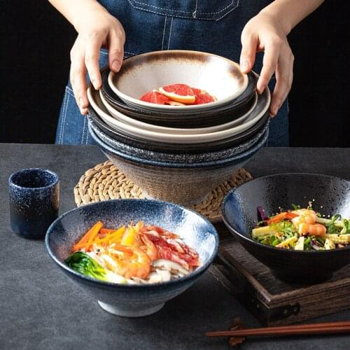 Japanese 7 inch large ajisen ramen bowl Japanese tableware Korean style creative ceramic hotel soup bowl large bowl kitchen tool