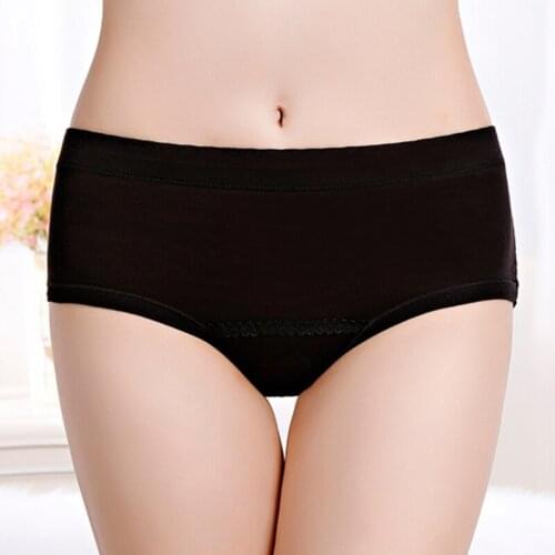 Women Sexy Briefs Bamboo Fiber Patchwork Comfortable Mid Rise Female Menstrual Period Leakproof Pants Girls Underwear
