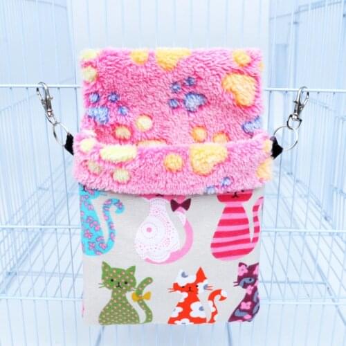 1pc 3 Size Cartoon Winter Worm Short Plush Hamster Sugar Glider Hammock Squirrel Hanging Sleeping Bed Cage Small Pet Supply