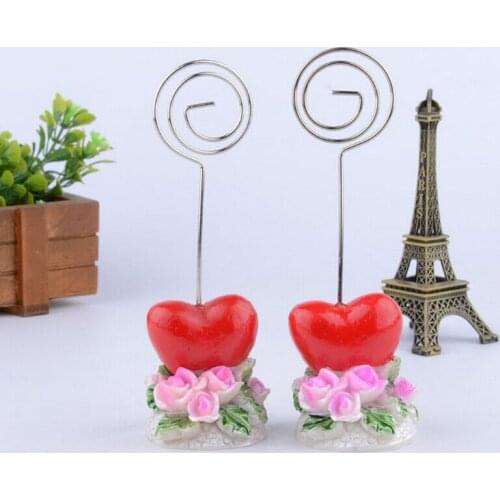 10pcs Red Heart Flower Name Number Table Place Card Holder Wedding Party Venue decoration