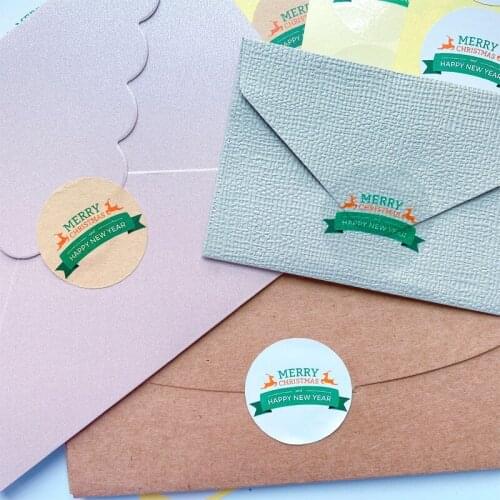 100Pcs 35MM Christmas Sealing sticker Green tree handmede Round DIY Holiday Make gifts Greeting card