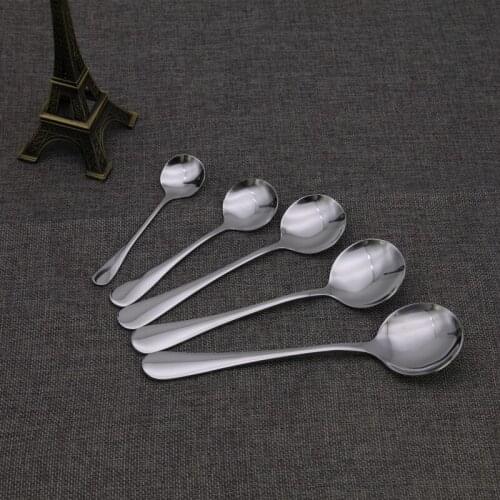 200pcs Stainless Steel Ice Cream Coffee Spoon Round Head Long Handle Soup-Teaspoon Tableware Kitchen Tools