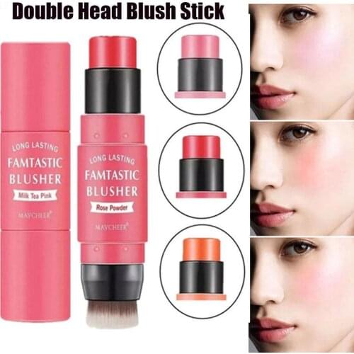 3 Colors Face Cream Blusher Contour Makeup Waterproof Long Lasting Natural Convenient Makeup Brightens Skin Pink Blush Stick