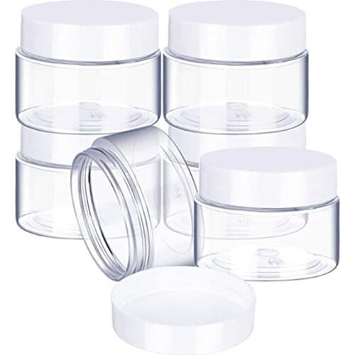 40ml/50ml/60ml/80ml 6pc Clear Plastic Jar With Lids Refillable White Cap Empty Cosmetic Containers Jar For Travel Sample Bottlep