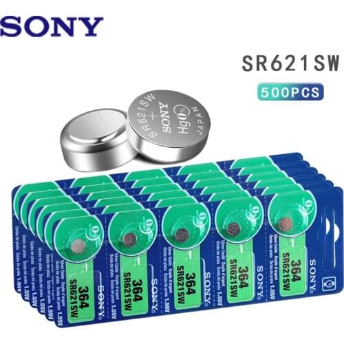 500pcs New Sony 100% Original 1.55V 364 SR621SW V364 SR60 SR621 AG1 Watch Battery Button Coin Cell Batteries MADE IN JAPAN