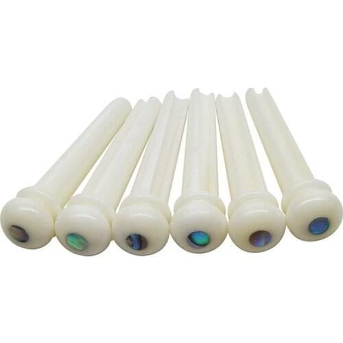 6Pcs Real Bone Material Acoustic Guitar Bridge Pins With Pearl Shell Dot