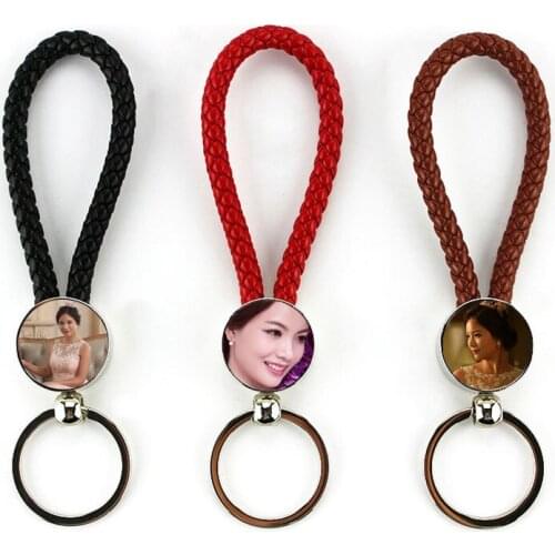 Sublimation blank braided rope keychains high quality heart round key ring hot transfer printing consumables 10pieces/lot