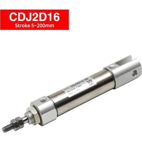 CDJ2D CDJ2D16 Stroke 5~200mm Double clevis Mini Pneumatic Cylinder with pins Single Rod AirCylinder pencil micro double earrings