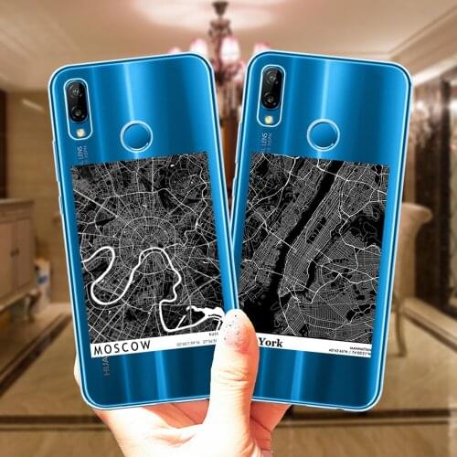 Ins Travel Country Sketch Exclusive City Map Silicone Case Cover For Huawei P40 Lite E P10 P20 P30 Lite Pro Y5 Y6 Y9 2018 2019