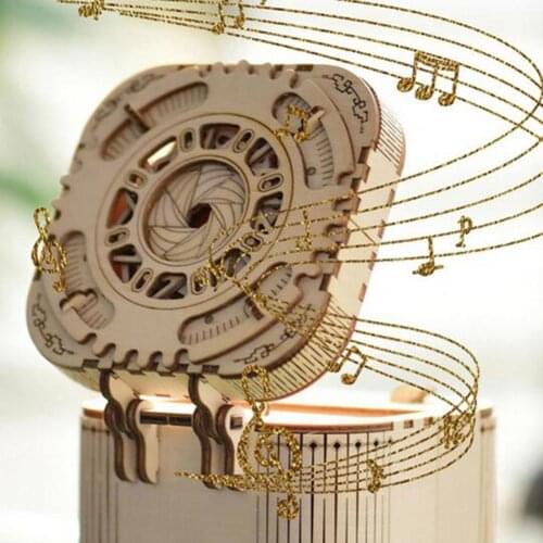 DIY Wooden Mechanical Music Box Password Assembly Puzzles Model Kit Kids Toy Intelligence Developmental Toys gift for kids