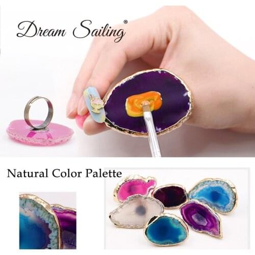 Natural Carnelian Agate Color Display Palette Pallet False Nail Art Gel Polish Varnish Color Shelf Practice Board Manicure Tool