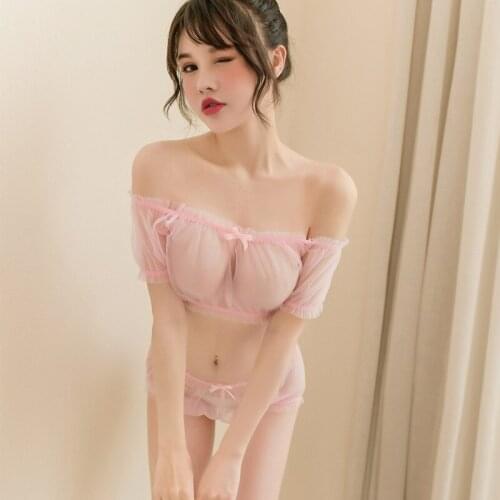 JIMIKO Woman Sexy Perspective Lingerie Black Red Pajamas Nightdress Lace Short Nightwear Night Dress Sleepwear Underwear 2021