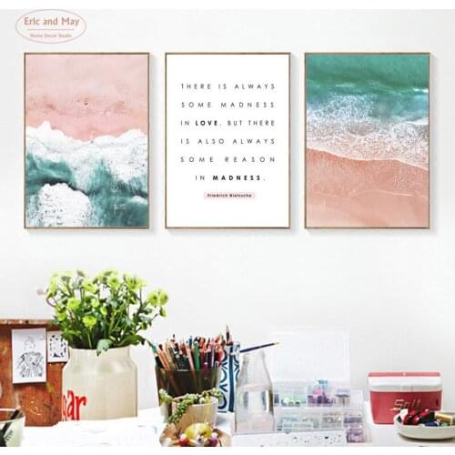 Pink Seascapes Beach Landscapes Canvas Art Posters And Prints Wall Art Canvas Painting Wall Pictures For Living Room Unframed
