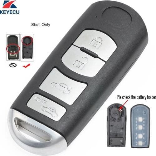KEYECU Replacement Remote Car Key Shell Case Fob 4 Button for Mazda 3 5 6 CX-5 CX-7 CX-9 RX8 Miata MX5 (Shell Only)